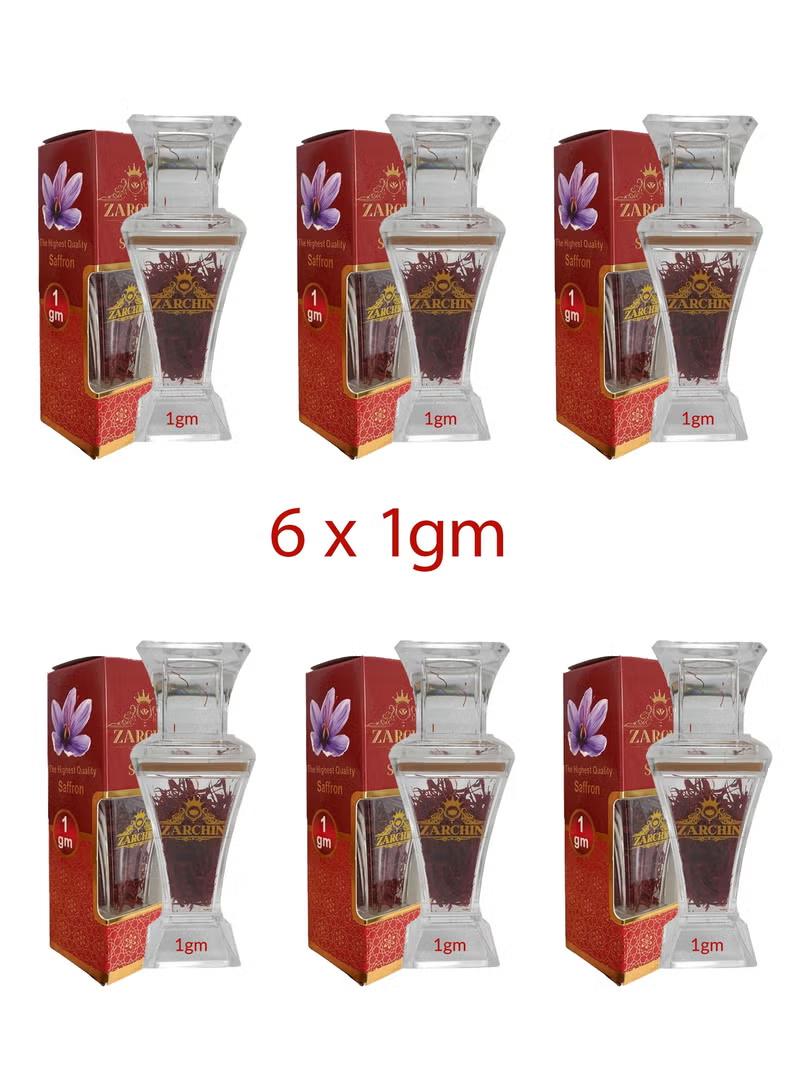 Saffron Jar - 6 x 1 Gram Premium Quality Super